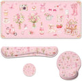 Pink Collage Desk Mat Set Coquette Floral Cute Aesthetic Large Mouse Pad with Wrist Rest 4in1 Desk Mat for Desktop Ergonomic Computer Desk Arm Wrist Anti-Slip Computer Mouse Pad Home Office Gaming by Unknown