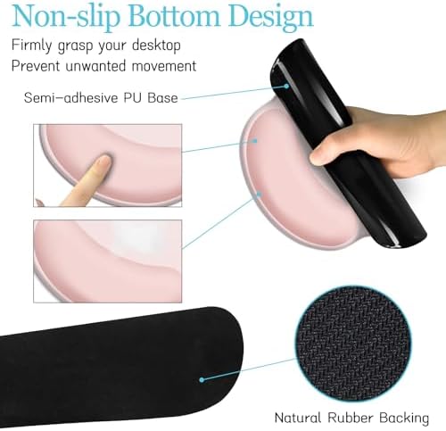 LIMKRIAN Pink Desk Mat Set, Mouse Pad with Wrist Rest & Keyboard Support - Image 5