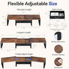 Desk Organizers and Accessories, Dual Monitor Stand Riser with Drawer, Computer Monitor Stand, Adjustable Desk Shelf for PC Laptop Printer TV, Brown - Image 2