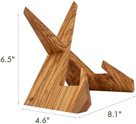 TILISMA Wooden Cook Book Stand - Handmade Olive Cookbook Holder for Reading Hands Free – Plate Stand for Kitchen Counter – Reading Accessories for Kitchen – Holder for Recipes, Books, Ipad and Tablet - Image 4