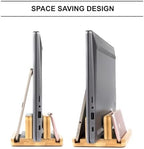 S&A WOODCRAFT 3 Slots Bamboo Wood Vertical Laptop Stand, Adjustable Wooden Laptop Holder, Non-Slip Laptop Dock Compatible with Apple MacBook, Microsoft Surface, Gaming Laptops, IPad, Tablets - Image 5