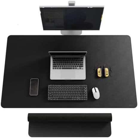Mydours 48"x28" XXL Large PU Leather Desk Mat, Gaming Mouse Pad, (Black) by Mydours