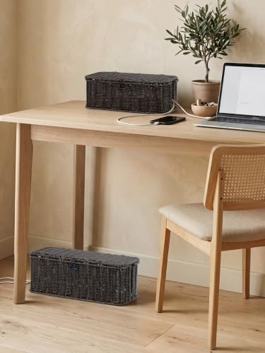 Cable Management Box, Cord Organizer with Lid & Cable Ties - Black Set - Image 6