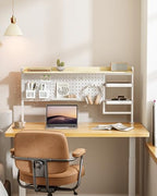 PEGZONE Clamp on Desk Shelf, 44" Desktop Shelving System, White - Image 2
