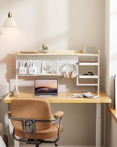 PEGZONE Clamp on Desk Shelf, 44" Desktop Shelving System, White - Image 2