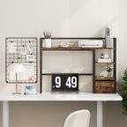 Marbrasse Desk Shelf with Drawer, 40" Desk Hutch for Computer Monitor, Wooden Desktop Bookshelf Storage Rack for Home Office Dorm - Dark Brown - Image 5