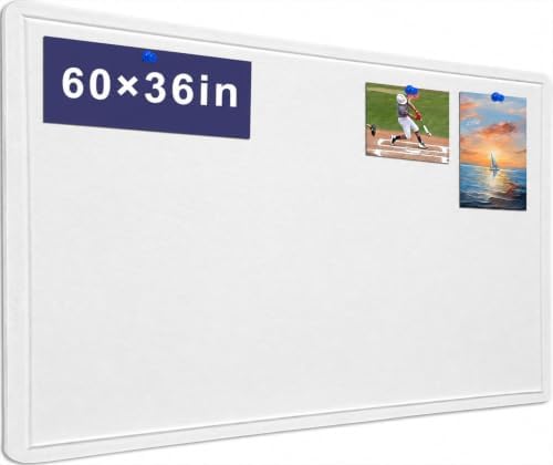 Large Bulletin Board 60" x 36" Felt Cork Board,Decor Pin Board, Warm White by Hrrtyueg