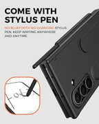 NINKI S Pen for Samsung Galaxy Z Trifold Case with Card Holder & Finger Strap,Shockproof Hinge Screen Protector + Wallet + Stand Handle Grip for Galaxy Z Trifold Phone Case with S Pen Holder Men Black - Image 4