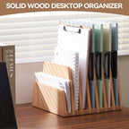 KIRIGEN Wooden File Organizer, 7-Slot Upright Holder for Desk Natural 7K-NA - Image 2