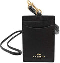 Coach ID Lanyard Badge Holder In Crossgrain Leather (Black/Gold) by Unknown