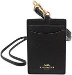 Coach ID Lanyard Badge Holder In Crossgrain Leather (Black/Gold) by Unknown