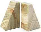 Koville Onyx Bookends, Marble Bookends for Shelves, Natural Stone Book Ends for Heavy Books, Decorative Bookends for Bookshelf Table Home Decor, Heavy Duty bookend for Large Books(Green) by Koville