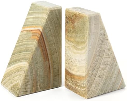 Koville Onyx Bookends, Marble Bookends for Shelves, Natural Stone Book Ends for Heavy Books, Decorative Bookends for Bookshelf Table Home Decor, Heavy Duty bookend for Large Books(Green) by Koville