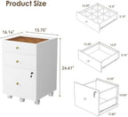 Under Desk Storage, 3 Drawer Small File Cabinet, Chest of Drawer with Glass Top, Mobile Printer Stand with Lockable Wheels for Home Office Study, White - Image 3