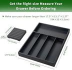 VaeFae Bamboo Silverware Drawer Organizer, 5 Slots, Black - Image 3