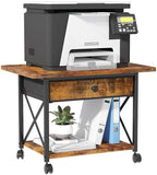 EasyCom Large Printer Stand with Fabric Storage Drawer and Locking Wheels by EasyCom