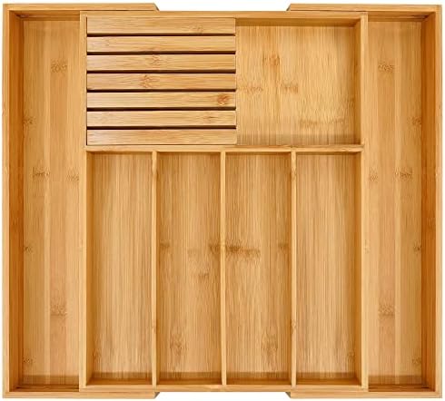 VaeFae Bamboo Silverware Drawer Organizer, 7 Slots, Natural by VaeFaeDirect