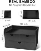 Charmewooden Bamboo Desk Organizer With Drawers Countertop Drawers Counter Storage Box Corner Desk Organizer for Home Office No Assembly Required - Image 2
