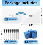 26 Pack Dry Erase Lapboards 12" x 9" - Bulk Mini White Boards for Students - Image 2
