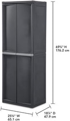 Sterilite 4 Shelf Cabinet, Lockable Utility Storage, Gray - Image 3