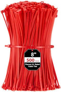 SATINIOR 500 Pcs 8 Inch Red Plenum Cable Ties Bulk, 50 lb Zip Ties by SATINIOR