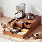 Wooden Pod Holder Drawer Coffee Tea Box, Quadruple, Wood color - Image 5