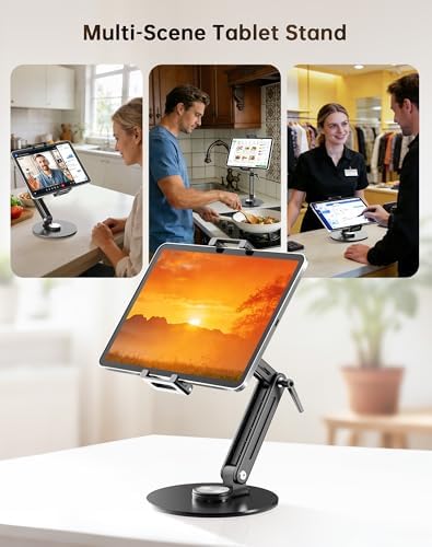 Portable Monitor Stand Desk Holder- Large Clamp Support up to 12.9 14.6 15.6 18.5 inch 360° Rotating Base Swivel for iPad Pro/Mini/Air/Surface Strong Bearing Weight Over 5.5lbs (Up to 17.3'') - Image 5