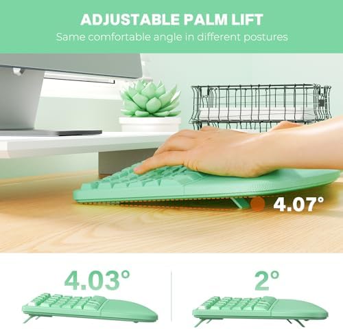 MEETION Ergonomic Keyboard Mouse Combo, Split Design Vertical Mouse Green - Image 3