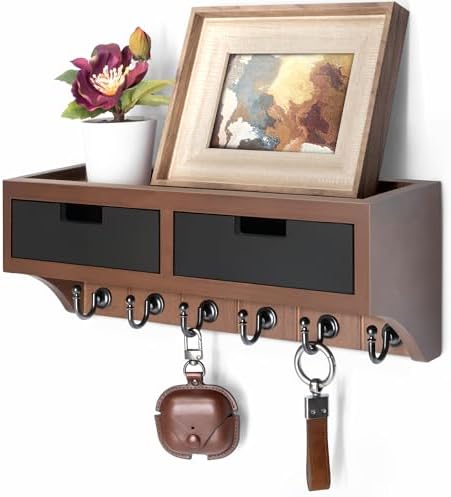 Rebee Vision Key Holder Wall Mount for Home Decor, Brown & Black by REBEEVISION