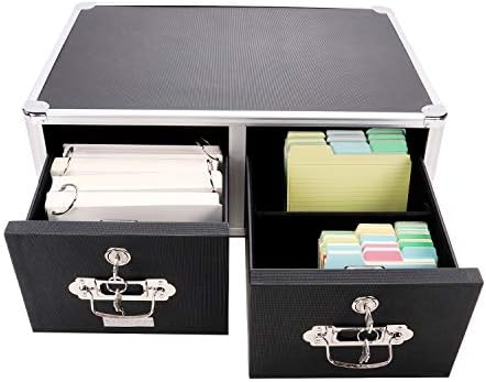 Vaultz Locking 5 x 8 Index Card Cabinet, Double Drawer, Black (VZ01397) - Image 4