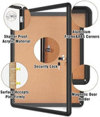 Mifuro 26"x20" Enclosed Bulletin Board, Lockable Weather-Resistant Aluminum Cork Noticeboard for School & Office, Black Frame w/Cork - Image 3