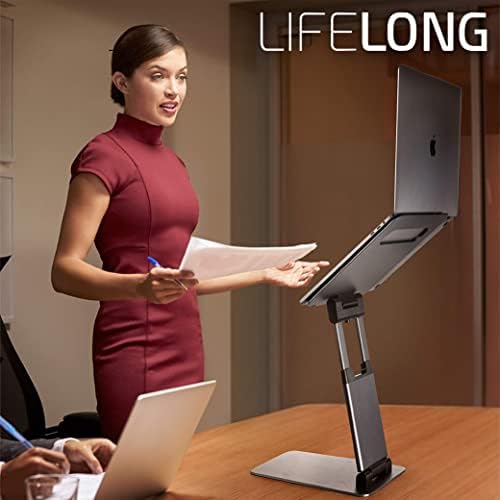 Lifelong Aluminum Adjustable Laptop Stand, Extra Tall 20" Riser, Black - Image 2