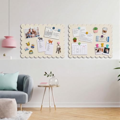 Gueevin 3pack Magnetic Board for Wall 16.1" x 13" Magnet Bulletin Board to Display Scalloped Magnetic Letters, Numbers, Notes for Refrigerator, Cubicle, Cabinet, Come with Tapes and Screws (White) - Image 5