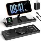 Foldable 3 in 1 Charging Station for Magsafe, Phone and Watch Charger Stand for Apple Devices, Wireless Desk Charger Dock for iPhone 17 16 15 14 13 12 Series, Apple Watch and Airpods by EDDIBOX