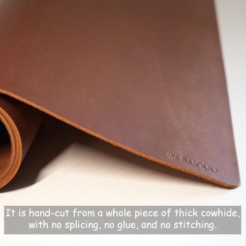 Desk Pad-Premium Full Grain Genuine Leather-Handmade with Cowhide Crazy Horse Leather-31.5x15.8in (Vintage Brown) - Image 3