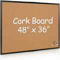 Cork Board Bulletin Board 36 x 48, Black Wood Framed 4x3 Corkboard, Foldable Office Board for Wall Decor, Large Wall Mounted Notice Pin Board with 36 Push Pins for School, Home & Office by Justdowhatyouwanttodo