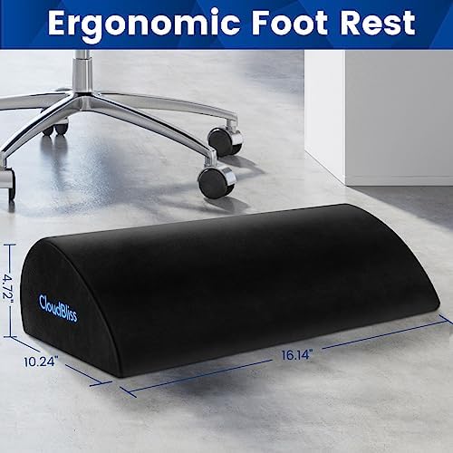 Foot Rest for Under Desk at Work,Office Desk Accessories with Soft Foam and Washable Removable Cover, Foot Stool for Office, Car, Home to Foot Support and Relax Ankles, Black (Pack of 2) - Image 2
