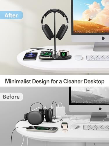 4 in 1 Headphone Stand, 15W Wireless Charger for Airpods/iPhone/iWatch - Image 5