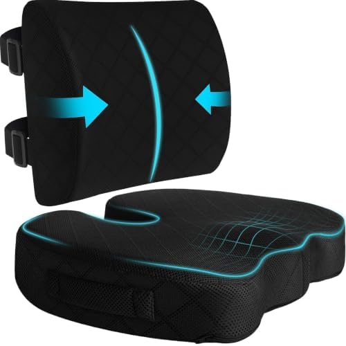 Back&Seat Cushion, Chair Cushions, Lumbar Back Support Pillow, Black/Large by TushGuardSeatCushonsPillows