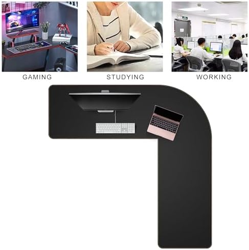 MAIDERN (59" + 59") x 19.6" Black Large L Shaped Desk Mat - Leather Gaming Corner Desk Pad for Office Computer - Image 4
