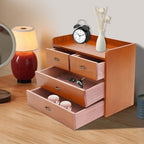 Wooden Desktop Organizer - 3-Tier Office Supplies Filing Tidy Storage Shelf - Storage Cabinet/Jewelry Organizer with 4 Drawers - Image 6