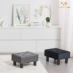 BRIAN & DANY Small Foot Stool, Velvet Foot Stools with Legs, Stable Small Footstool for Living Room, Ink Black - Image 2