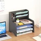 Bamboo File Organizer for Desk, Desktop Paper Tray and Mail Holder - Image 6
