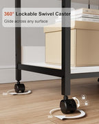Tall Printer Stand with Charging Station, 4-Tier Mobile Cart, White - Image 5