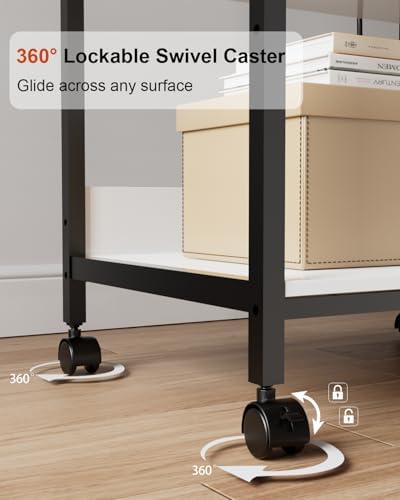 Tall Printer Stand with Charging Station, 4-Tier Mobile Cart, White - Image 5