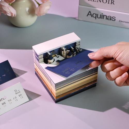 3D Calendar 2027, Tear-Away Desk Calendar, Paper Art Memo Pad, LED Light (Magic Castle) - Image 3