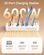 20-Port 600W Moezuti Charging Station for Multiple Devices with 10 Cables - Image 3