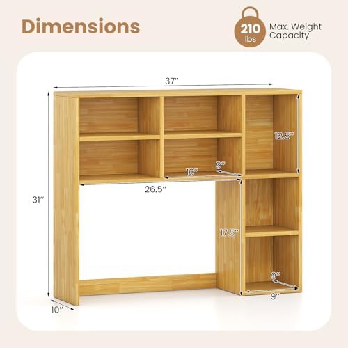 LDAILE 31'' Desk Shelf, 3-Tier Desk Hutch with 7 Shelves for Computer Desk, Desktop Bookshelf with 3 Adjustable Shelves for College Dorm Office Home Study Room Desk, 37 x 10 x 31 in - Image 3