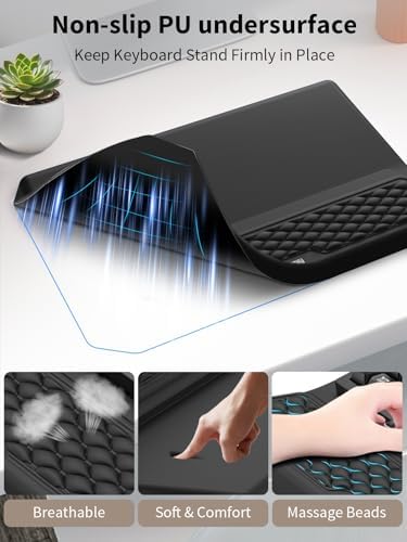 3-in-1 Ergonomic Keyboard Stand with Wrist Rest & Mouse Pad Set, Black - Image 6