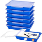 Tinlade 6 Pcs Classroom Paper Storage Bins with Lids, 13x10, Blue by Tinlade